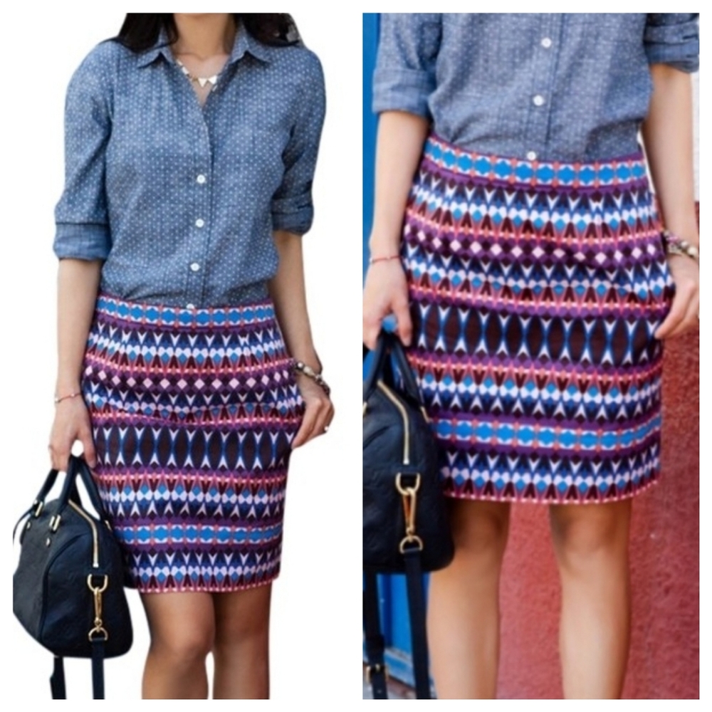 CJ. CREW | Geometric Pencil Skirt | Size 8